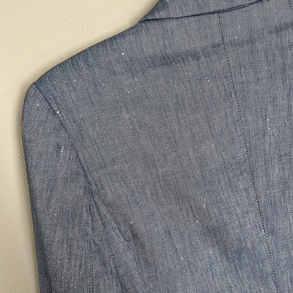 Express Notch Collar One Button Blazer - Blue Linen Blend - 0 - Picture 9 of 13